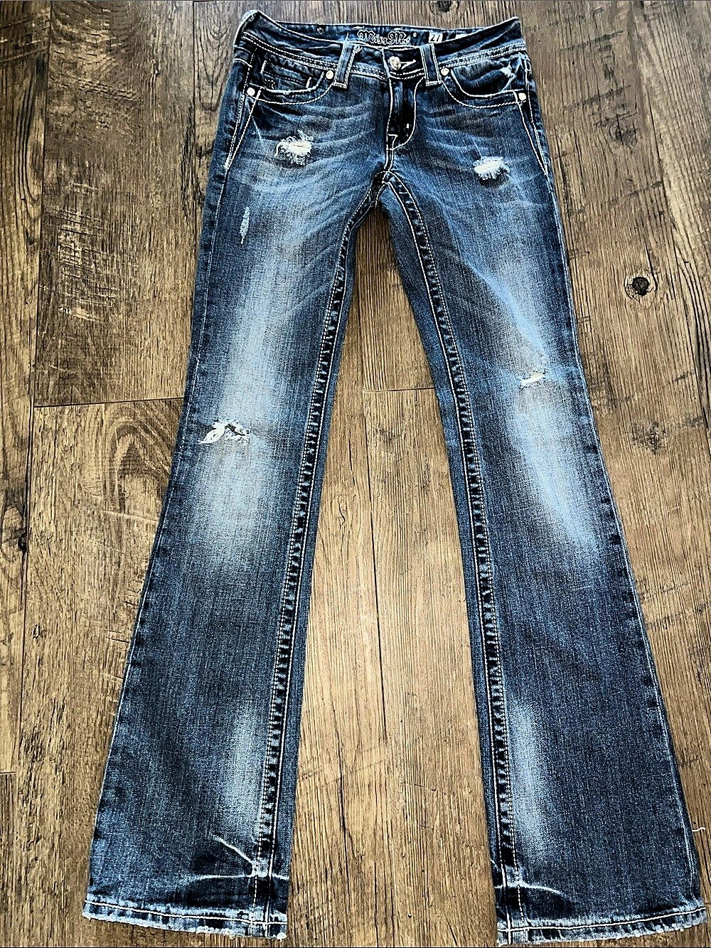 Miss Me Bootcut Jeans JP4369-5 Boot Cut Distressed Jeans Blue Waist 27